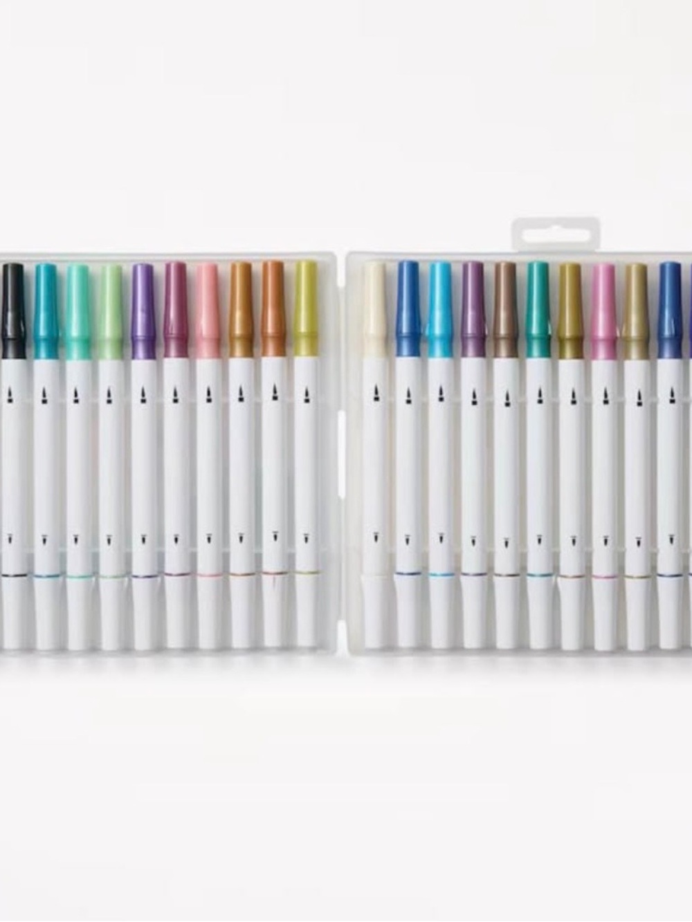 Set of 24 Assorted Metallic Dual-Tip Marker Set - Multicolor